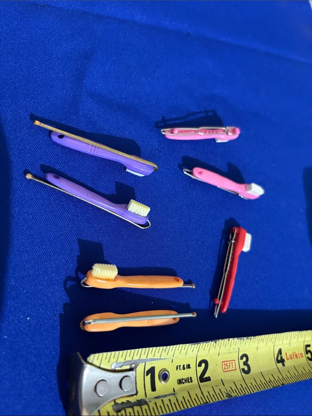 Kids Mini Toothbrush Hair Clips - Assorted Pink, Purple, Orange, Red
